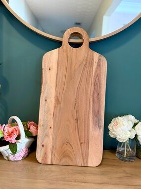 Acacia Wood Charcuterie Board Large Serving Tray w Handle 22”